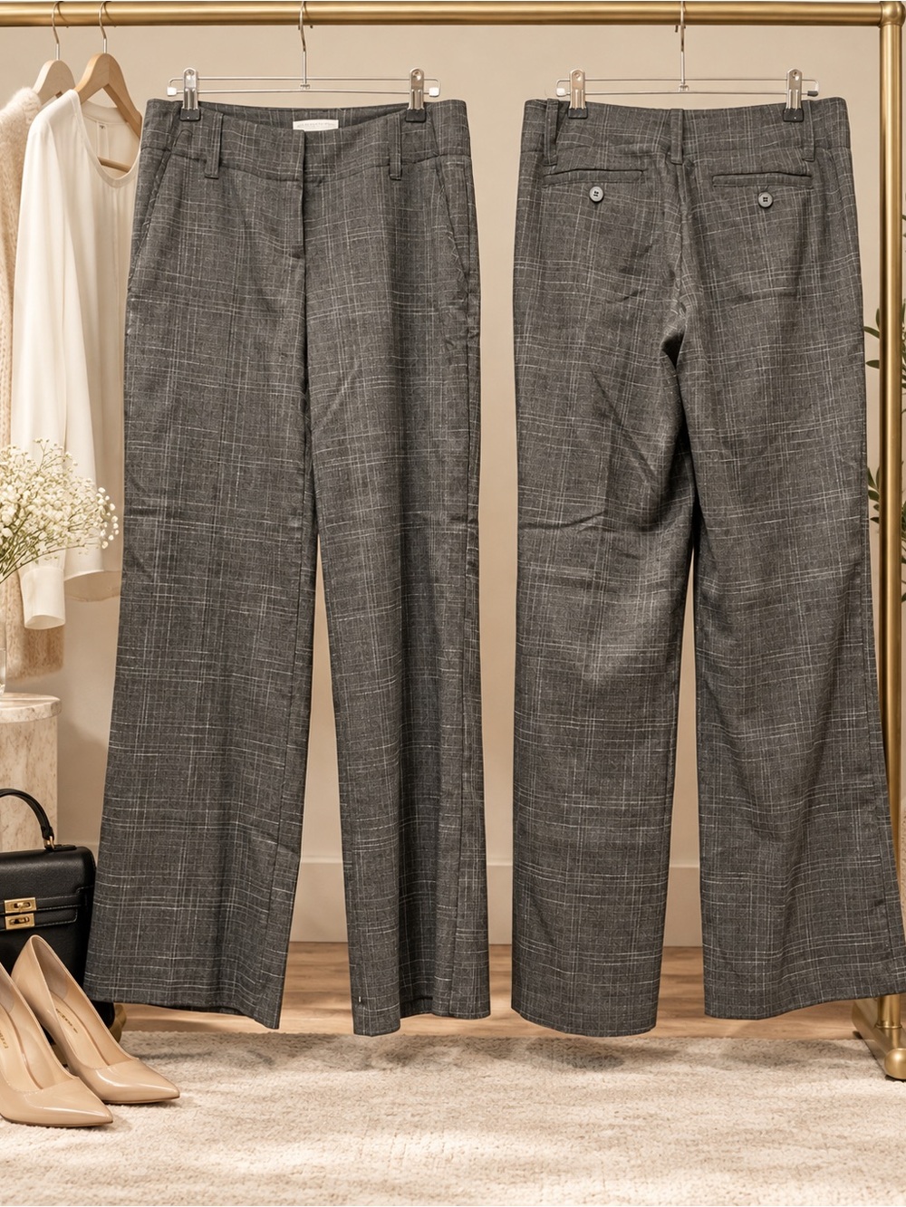 Gray Plaid Dress Pants - Modern Straight Fit